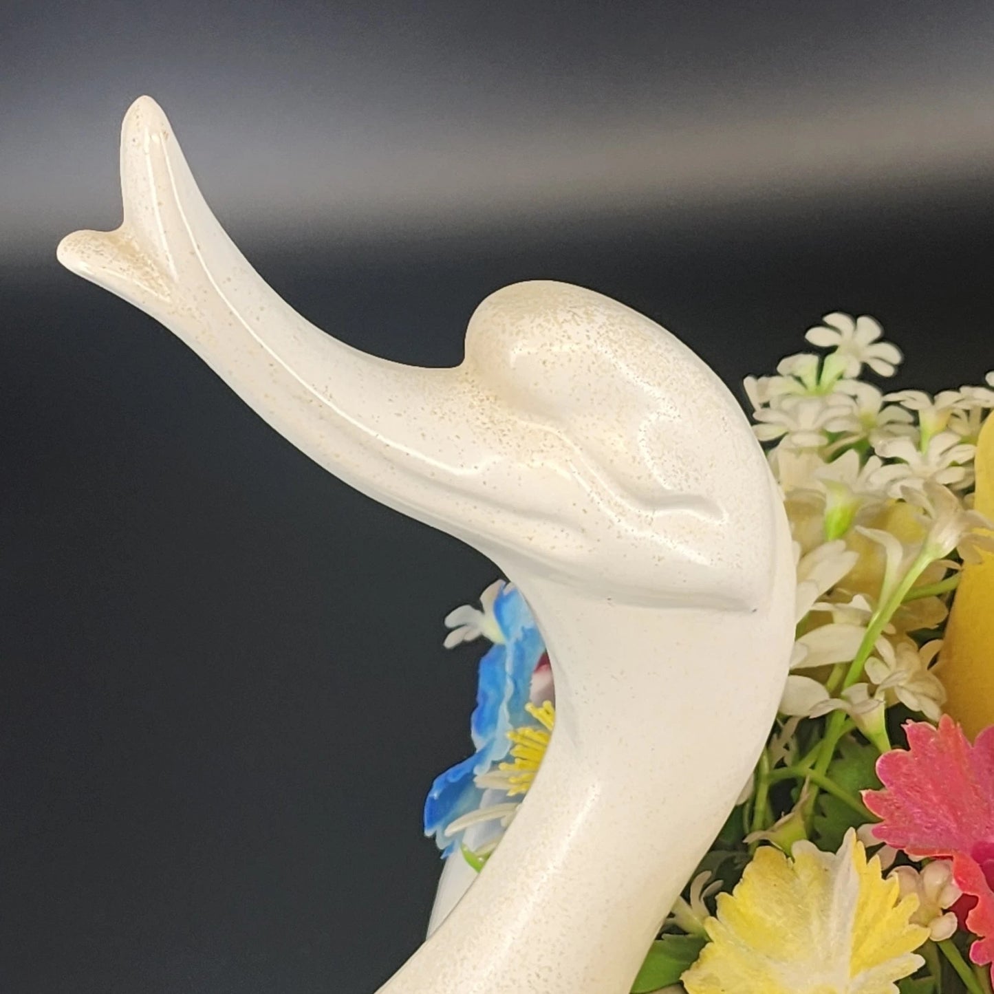 Hull Pottery Happy Duck Planter Floral 23 Matte White Swan Figurine Large USA