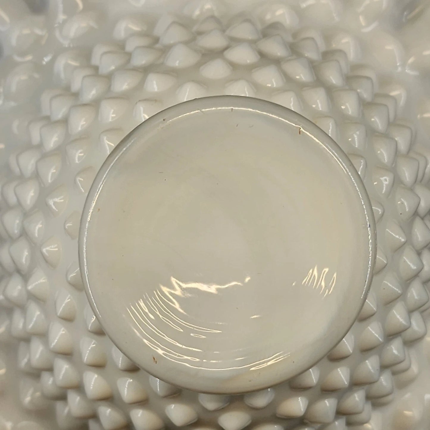 Fenton Hobnail Milk Glass Basket Ruffled Rim Handle White 7" Vintage Art Glass