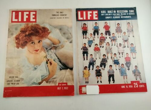 2 Life Magazine's Vintage Set Dated July 7 1952 and June 16 1958