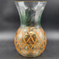 Romanian Vase Clear Crystal Hand Painted Art Glass Pineapple Design Gold Trim