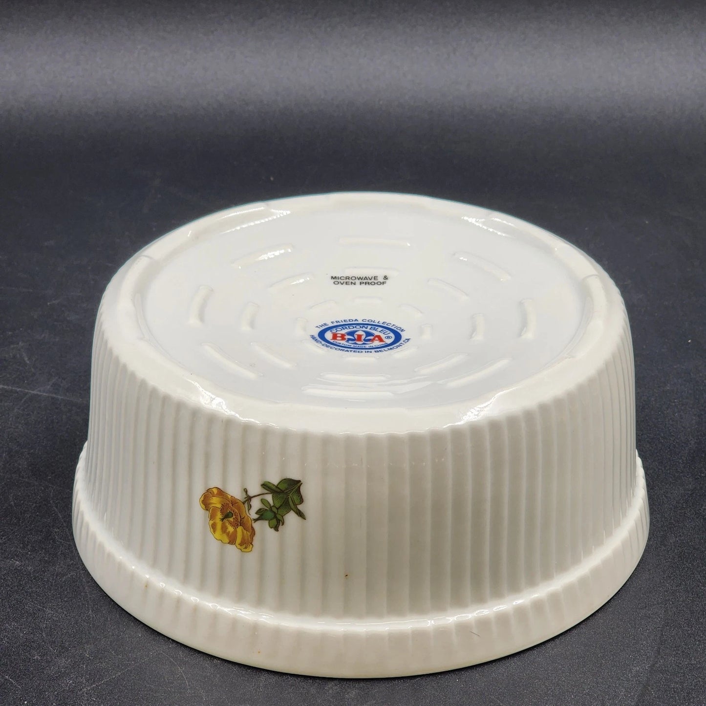 BIA Cordon Bleu Caroline Casserole Dish 8" Round Floral Souffle Baker No Lid Vtg