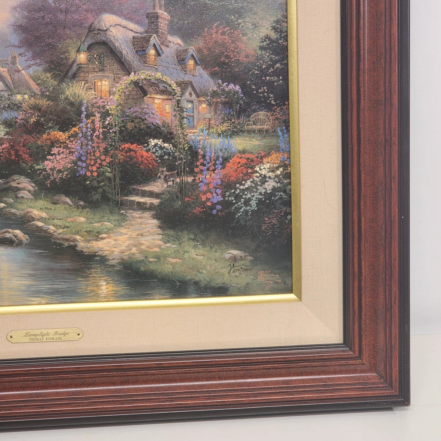 Thomas Kinkade Lamplight Bridge Ltd Edit Canvas 20x16 Hand-Highlighted 259/2950