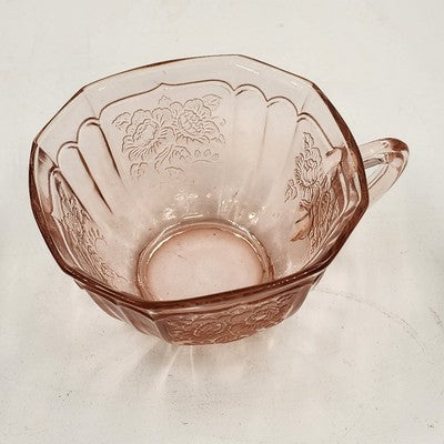 Anchor Hocking Mayfair Pink Depression Glass Mug Open Rose Floral Cup