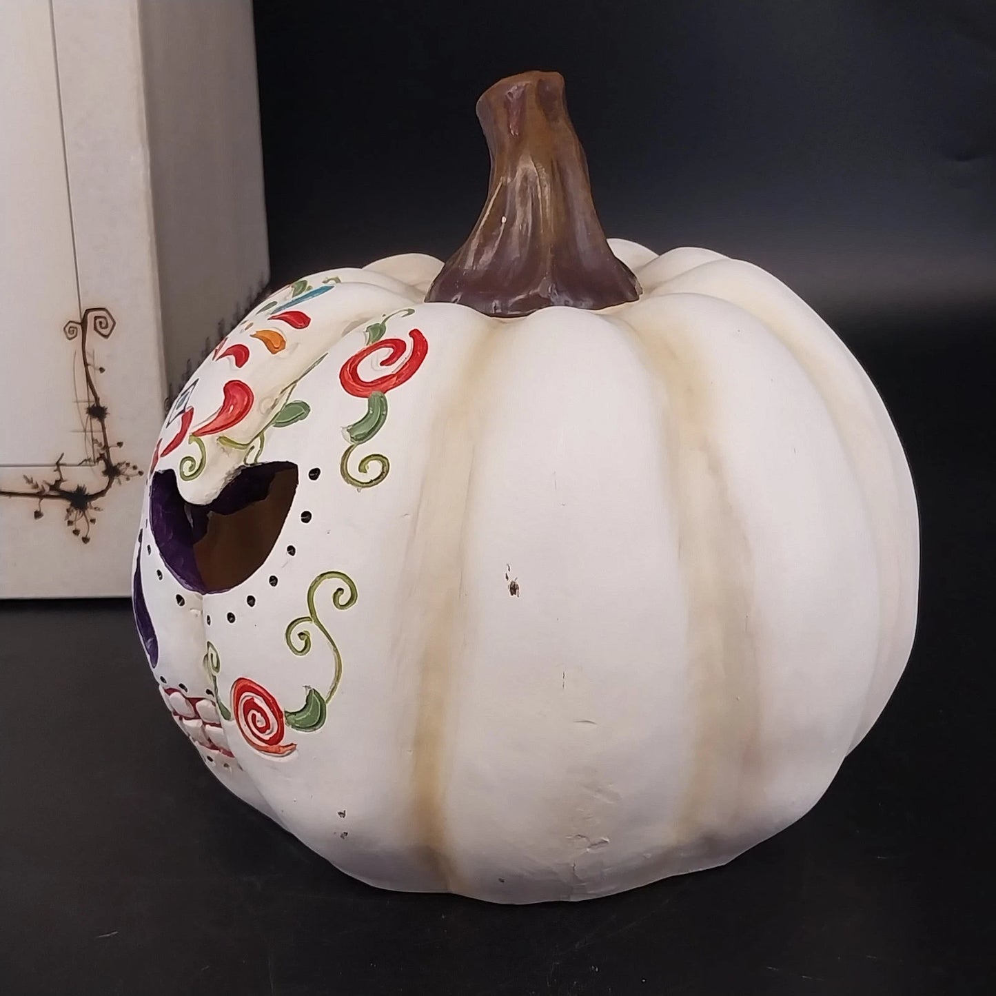 Decorative LED Color Changing Sugar Skull Jack-O'-Lantern Pumpkin 6.5" Halloween