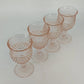 Indiana Glass Diamond Point Pink Depression Goblets Glassware Set of 4 Vtg Chip