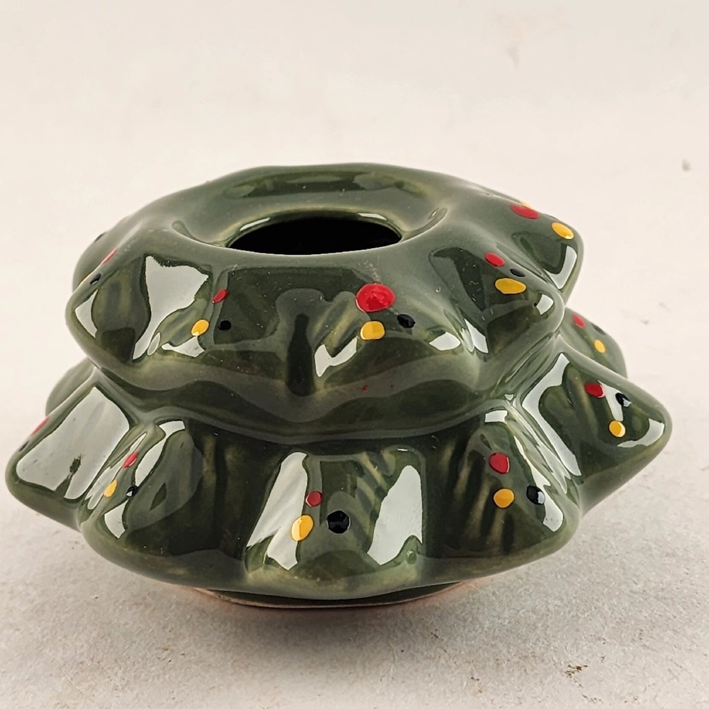 Christmas Tree Stoneware Potpourri Burner 6.5” Santa’s Shelf Teddy Bear Base NOS