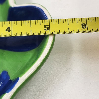 Holiday Home Green Blue Mitten Glove Trinket Dish Ceramic China 6"x1"