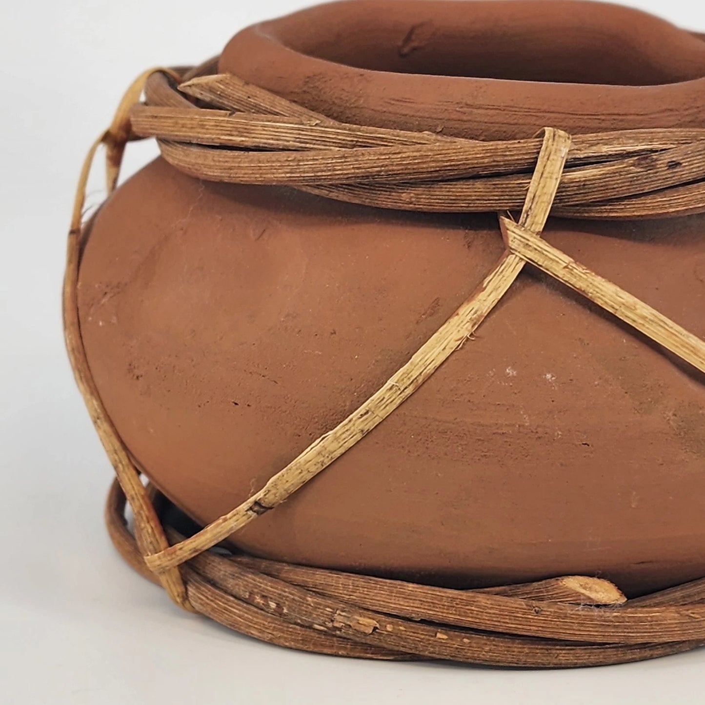 Orange Clay Pot Jug Pottery Vessel Folk Art Native American Style Terracotta Vtg