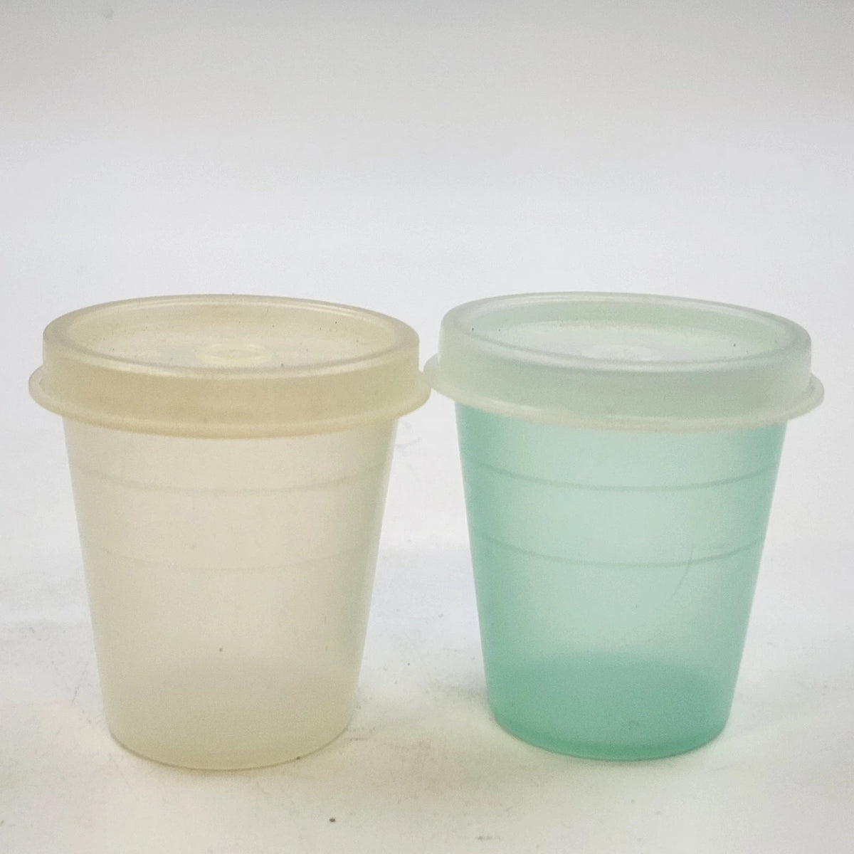 Tupperware Small Round Storage Containers with Lids Aqua & Clear Set 2 Vintage