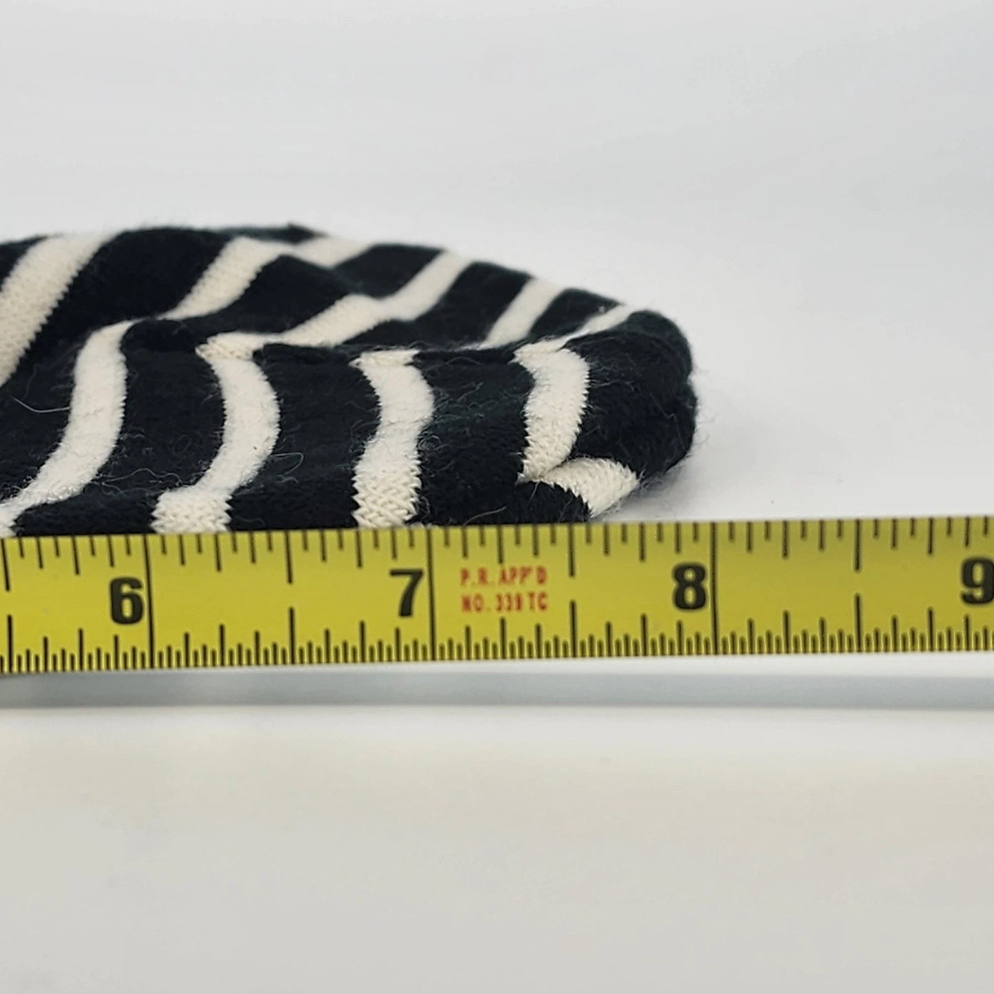 Black White Striped Knit Beanie Hat One Size Unisex Handcrafted Style Winter Cap