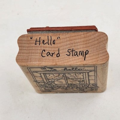 3 Wood Rubber Stamps Greeting Theme Bear Thank you Hello Stampin' Up! 1999