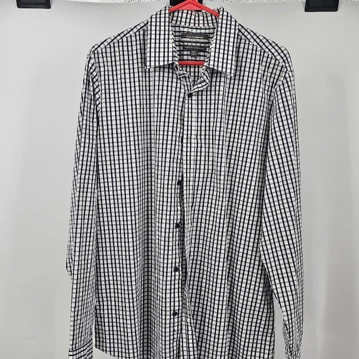 Denver Hayes Flextech Dress Shirt Men’s Black Check Size Medium Regular Standard