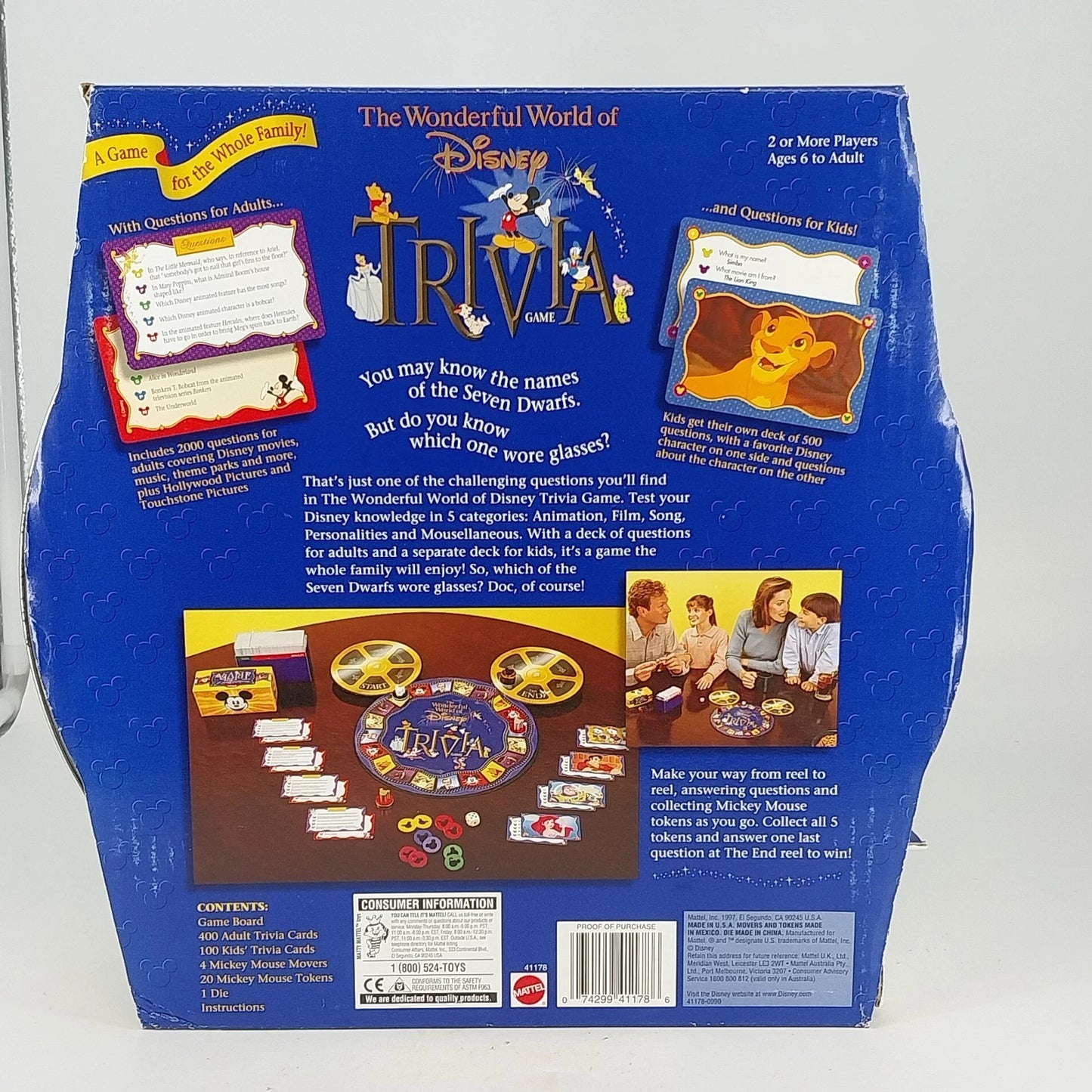 Disney Trivia Game Mattel 1997 Sealed The Wonderful World of Disney New