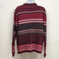 Fashion Bug Women's Sweater Pink M Striped Medium Ramie Wool Blend Soft China