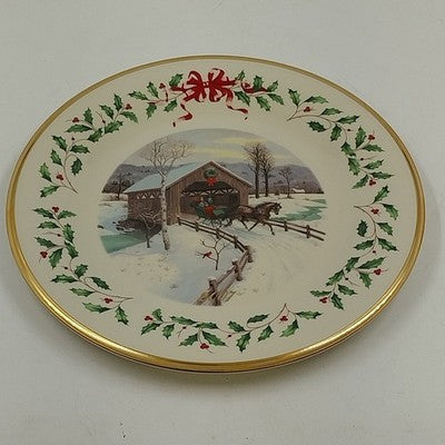 Lenox 2007 Annual Collector Christmas Plate 17th Series Numbered Covered Bridge