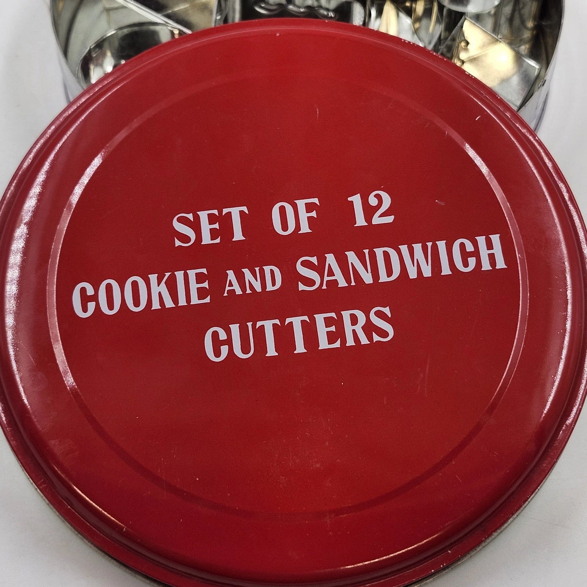 Omnibus Collection 12 Geometric Cookie Sandwich Cutters Metal Tin Taiwan Vintage