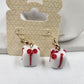 Set 2 White Red Disney Gift Box & Deep Red Wide Hoop Wavy Stud & Drop Earrings