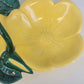 Holland Mold Ceramic Divided Hibiscus Dish Yellow Flowers Green Leaf 10" 1962