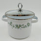 Corelle Coordinates Lincoware Callaway Enamel Mini Stock Pot with Glass Lid – 5" Vintage Green Ivy Design