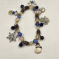 Kenneth Cole Silver Tone Blue White Snowman Christmas Winter Charm Bracelet