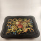 Metal Bed Lap TV Tray w Folding Legs Vintage Fruit Serving Apples Grapes Kitsch