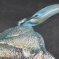 LE Smith Aqua Blue Stippled Glass Basket 6"w x 8.5" Applied Loose Handle AS IS
