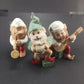 Set of 3 Ceramic Elf Gnome Musician Figurines Christmas Guitar Horn Accordion
