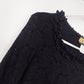 CDW Black Floral Rose Top Women Medium Lace Ruffle Neck Cuffs Long Sleeve USA