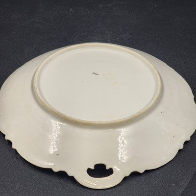 Haviland Limoges "Rebecca" Round Serving Tray – 10" Porcelain with Scalloped Edge, Raised Trellis & Rose Floral Design – Vintage French Tableware