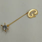 Gold Tone Initial Letter G w Faceted Clear Rhinestone Stick Pin Brooch