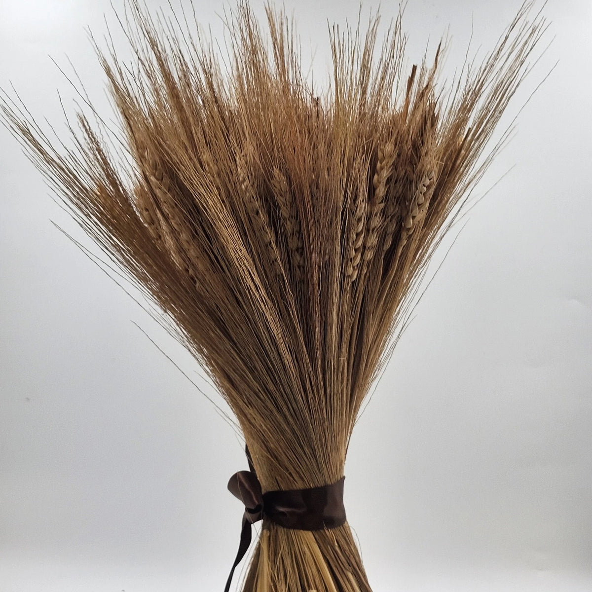 Large Dried Wheat Sheaf Bundle Brown Ribbon Tabletop Decor 19" Rustic Farmhouse