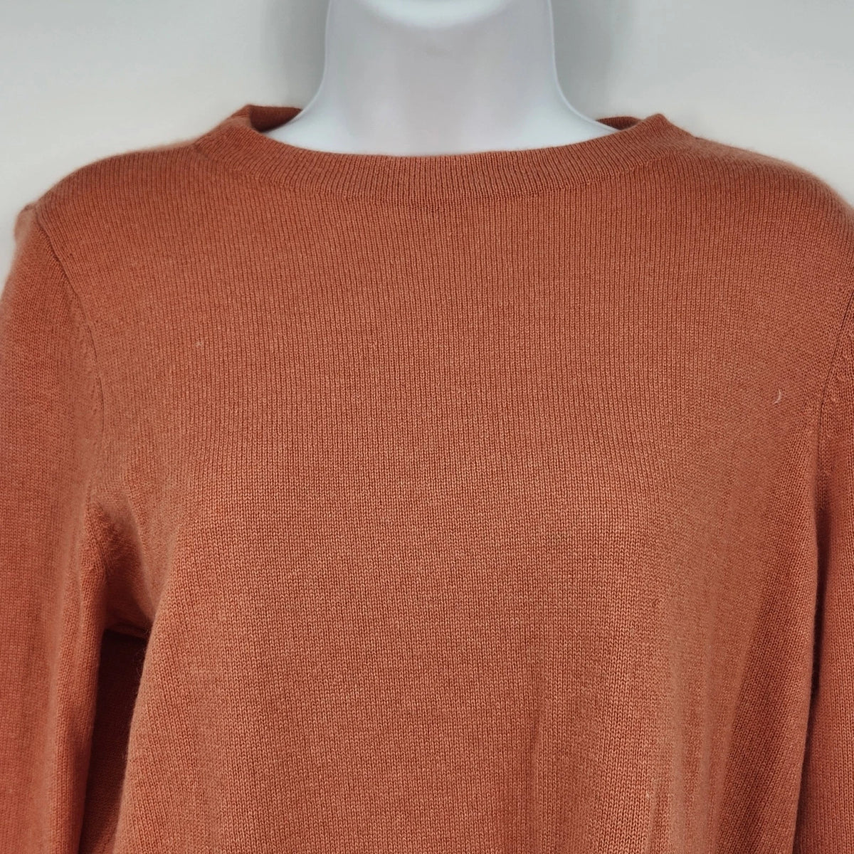 Talbots Petites Women's MP Orange 100% Cashmere Crewneck Sweater Pullover Ribbed
