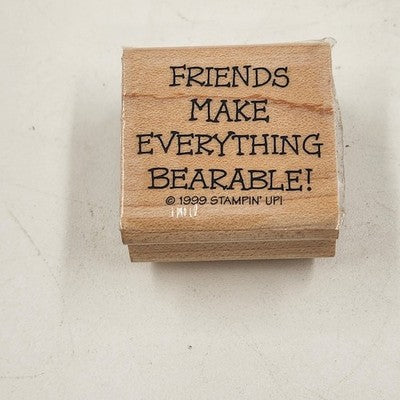 4 Wood Rubber Stamps Moral Support & Bear Theme by Stampin' Up! 1999