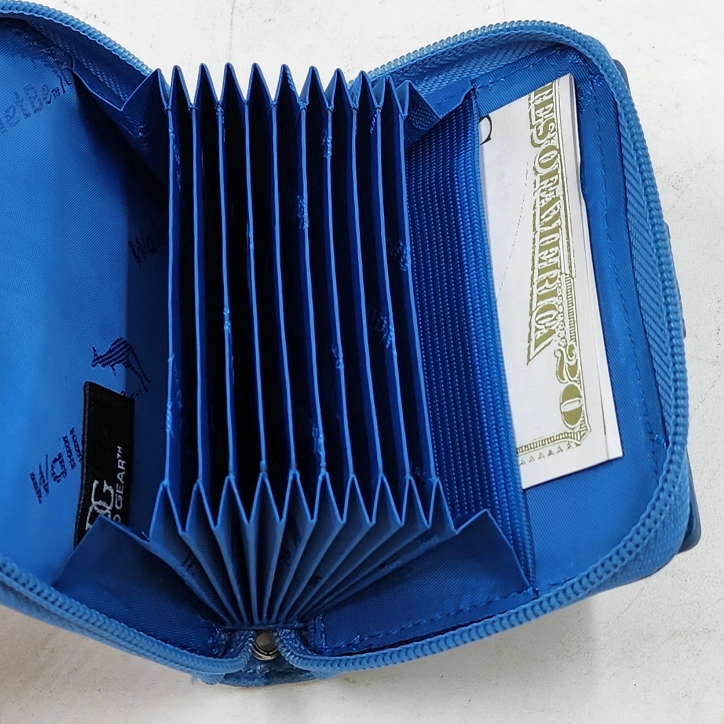 WalletBe Blue Snakeskin Wallet Compact Accordion Zip Credit Card Coin ID Case