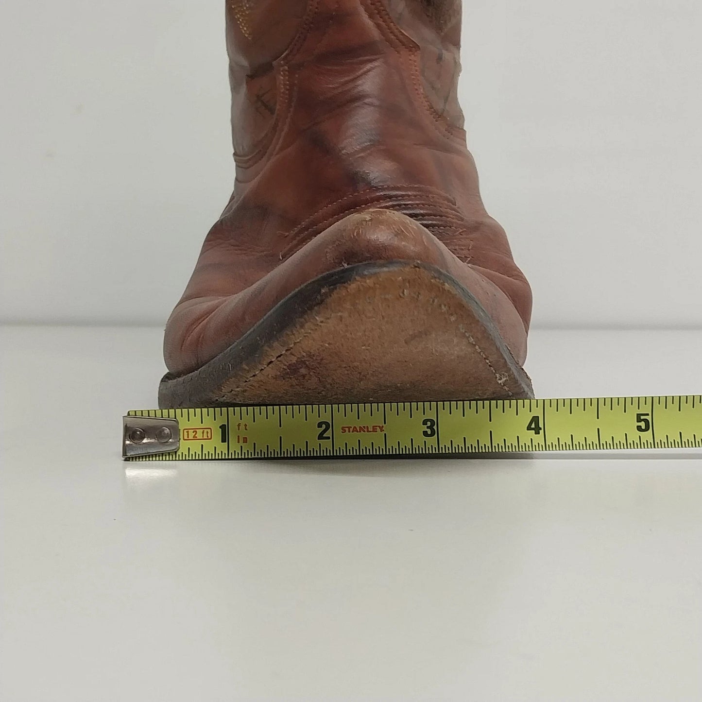 Israel Brown Leather Cowboy Boots Embroidered Western Men's Size 8.5 Made Mexico