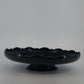 LE Smith Mt Pleasant Black Glass Footed Serving Bowl Scalloped Rim 9.25" Vintage