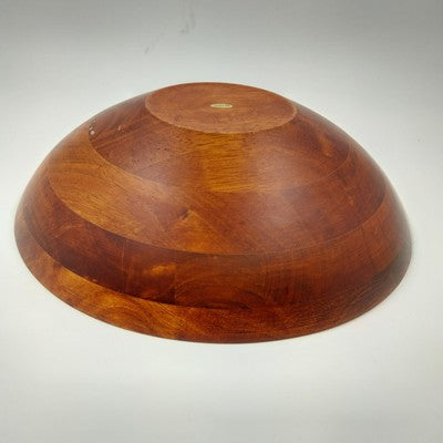 Red Mahogany Wood Varnished Serving Salad Bowl Large 12"x3.75" Vietnam