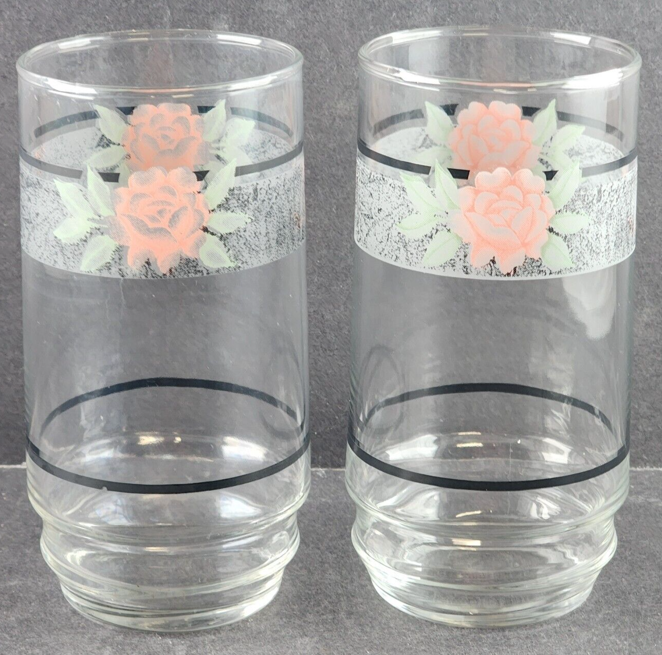 2 Corelle Silk and Roses 16 Oz Glassware Tumblers by Corning