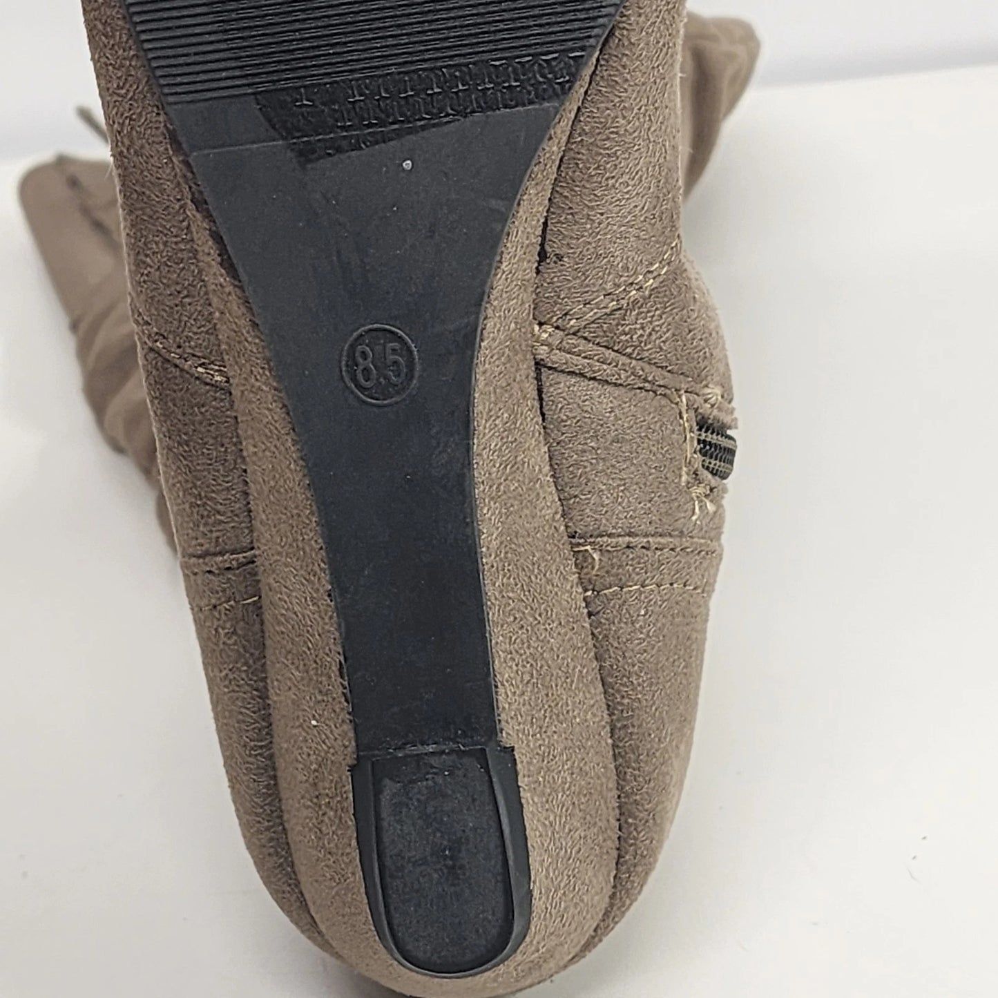 Anna Taupe Boots Slouch Faux Suede Knee High Women 8.5 Wedge Heel NWT Zip Buckle