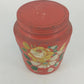 Ransburg Hand Painted Floral Cookie Cracker Jar Glass Metal Lid Folk Art