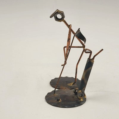 Golfer Breaking Club Rock Creek Metal Craft Art Sculpture 4.5" Vintage