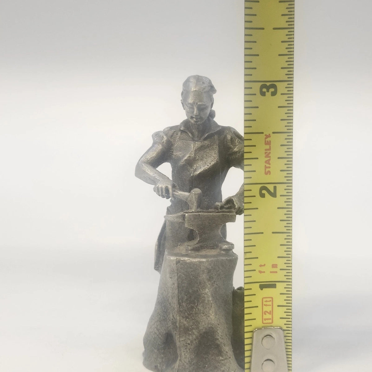 Hudson Baston 1972 Colonial Blacksmith Pewter Figurine Anvil Hammer 3" Vintage