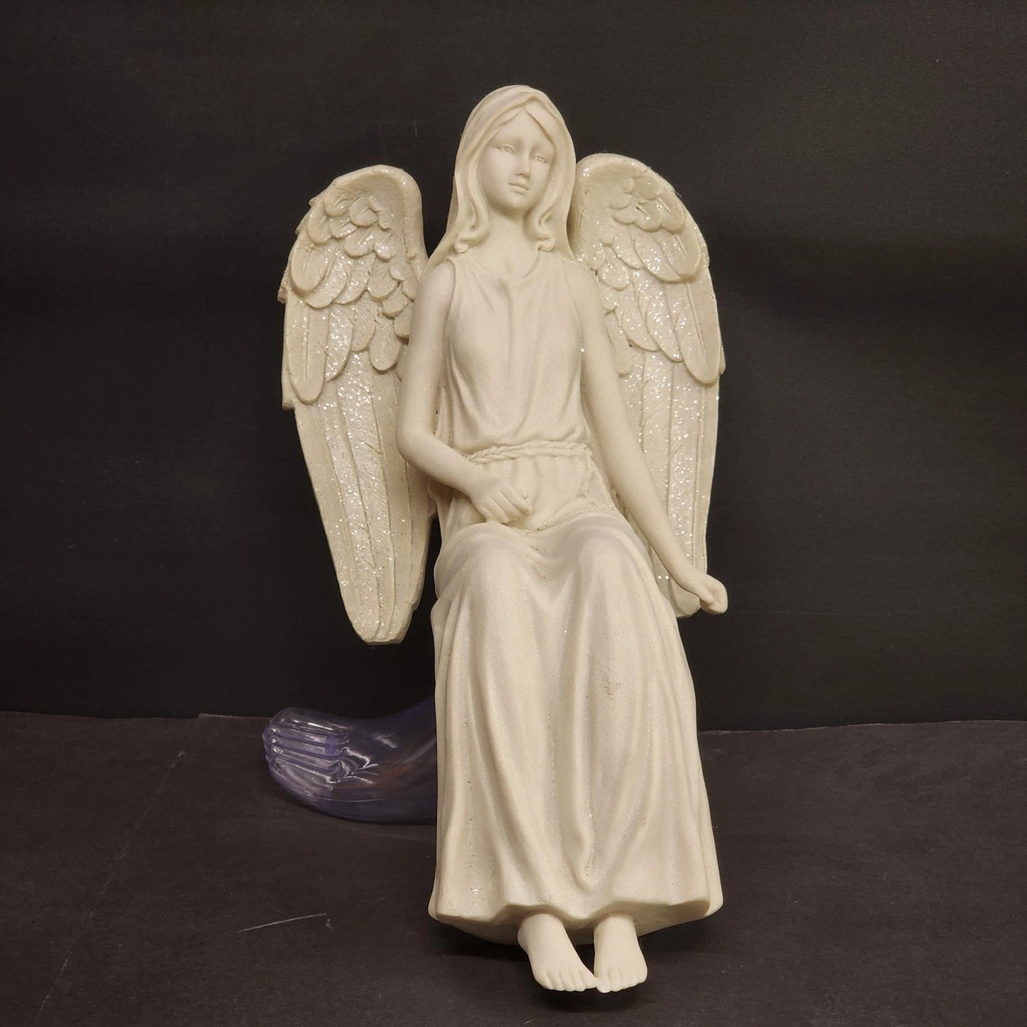 White Resin Angel Shelf Sitter Statue Indoor Outdoor Garden Decor
