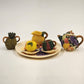 Popular Imports 8 pc Miniature Tea Set Fruit Plate TMI/FRT Polystone Resin 1994