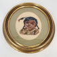 1982 Framed Needlepoint Native American Girl Portrait Oval Wood Art