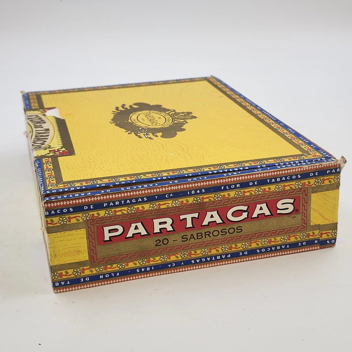 Partagas Flor de Tabacos 1845 Sabrosos 20 Empty Wooden Cigar Box Vintage