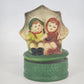 Boy Girl Umbrella Figurine Music Box Rotates Hummel-Style LARA'S THEME Vintage