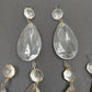 11 Almond Teardrop Crystal 2" Prisms w Octagon Faceted Beads Vintage Lamp Parts