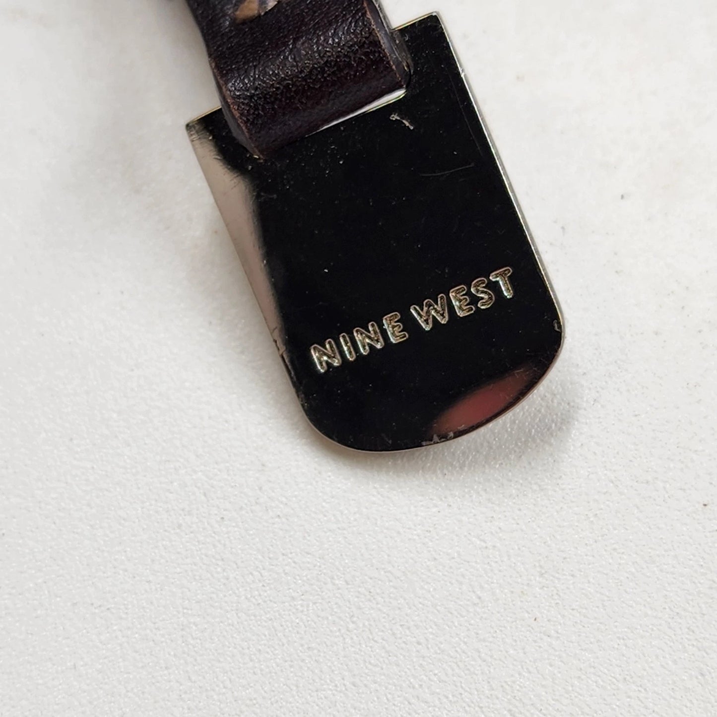 Nine West Signature Logo Brown Handbag Purse Monogram Print Satchel Vtg Fashion