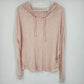Cloud Chaser Women's Large Peach Pink Lightweight Hoodie Lace Trim Semi Sheer